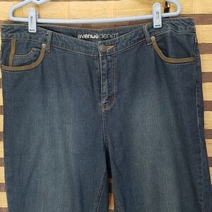 Avenue Leather trim jeans